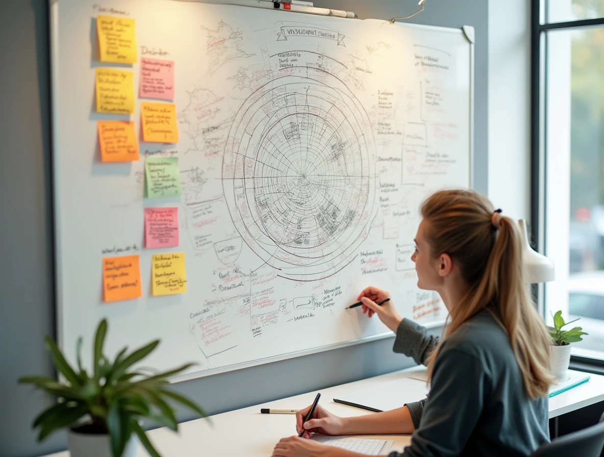 Visual representations of goal-setting strategies like visualization, journaling, tracking progress, overcoming obstacles, and celebrating success.